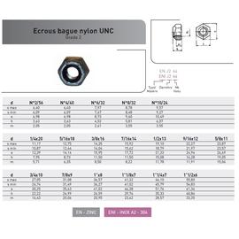 ECROU FREIN BAGUE NYLON PAS UNF ACIER ZINGUE photo du produit Vue arrière M