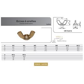 ECROU OREILLES ''FORME AMERICAINE'' LAITON photo du produit Vue arrière M