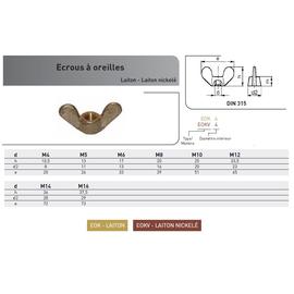 ECROU OREILLES DIN 315 LAITON photo du produit Vue arrière M