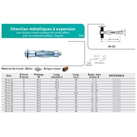 CHEV. MET A EXPANSION ''MOLLY'' AVEC VIS ACIER ZINGUE photo du produit Vue arrière M