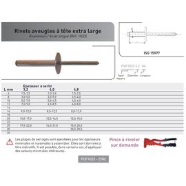 RIVET POP ISO 15977 TETE EXTRA LARGE AL/AC photo du produit Vue arrière M