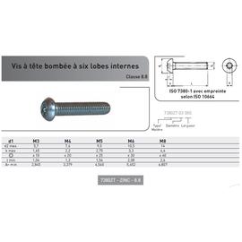 VIS METAUX TB TORX ISO 7380-1 ACIER ZINGUE CL8.8 photo du produit Vue arrière M