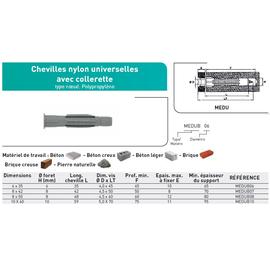 CHEVILLE POLYPROPYLENE UNIVERSELLE AVEC COLLERETTE photo du produit Vue arrière M