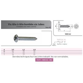 VIS INVIOLABLE TOLE TC TORX + TETON INOX A2 photo du produit Vue arrière M