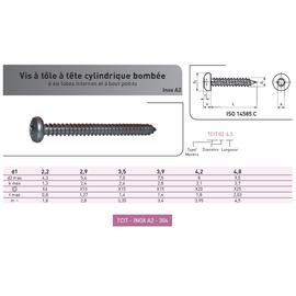 VIS TOLE TCL TORX ISO 14585C / DIN 7981 INOX A2 photo du produit Vue arrière M