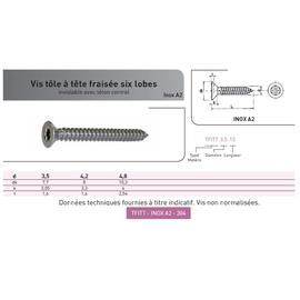 VIS TOLE INVIOLABLE TF TORX + TETON INOX A2 photo du produit Vue arrière M