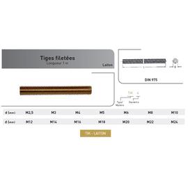 TIGE FILETEE DIN 975 LAITON - LG 1M photo du produit Vue arrière M